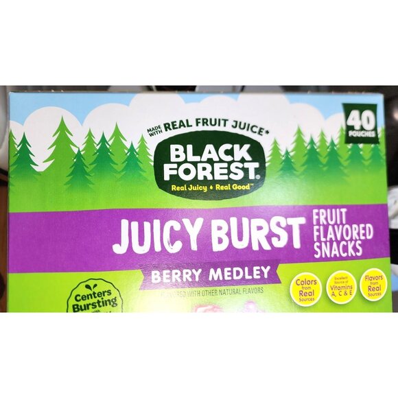 Black Forest Juicy Burst Fruit Flavored Berry Medley 40 Pouch 0.8 oz 22g Pouches - Picture 11 of 15